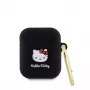 Hello Kitty šķidrā silikona 3D kaķa galvas logotipa maciņš AirPods 1/2 melns