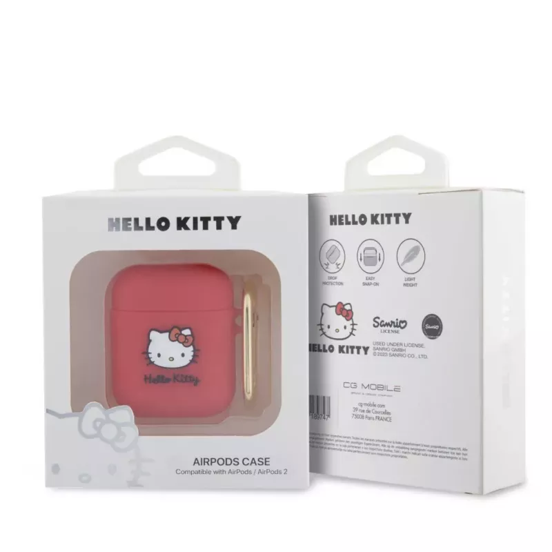 Hello Kitty Apple AirPods 1/2 vāciņš Silikona 3D Kaķa galva Sarkans