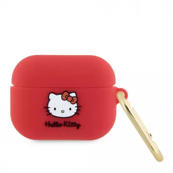 Hello Kitty Apple AirPods Pro vāciņš silikona 3D Kitty galva sarkans