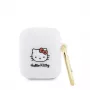 Hello Kitty HKA23DKHSH Silikona 3D Kaķa galvas maciņš Apple AirPods 1/2 - Balts