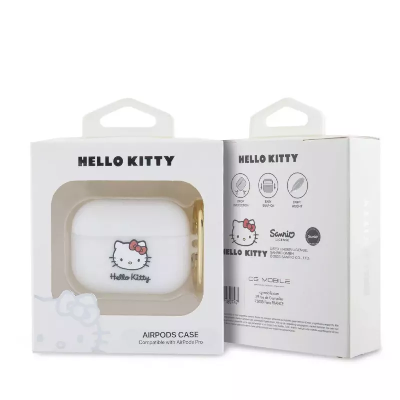 Hello Kitty Apple AirPods Pro vāciņš silikona 3D Kitty Head balts
