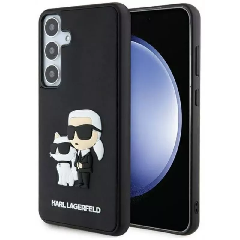 Karl Lagerfeld 3D Gumijas Karl un Choupette Maciņš Samsung Galaxy S24 Melns