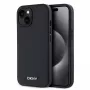 DKNY PU Ādas Sudraba Metāla Logo Magsafe Maciņš iPhone 15 Melns