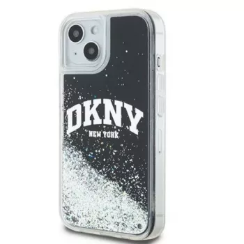 DKNY Apple iPhone 15 Cietais vāciņš Liquid Glitter Big Logo Melns