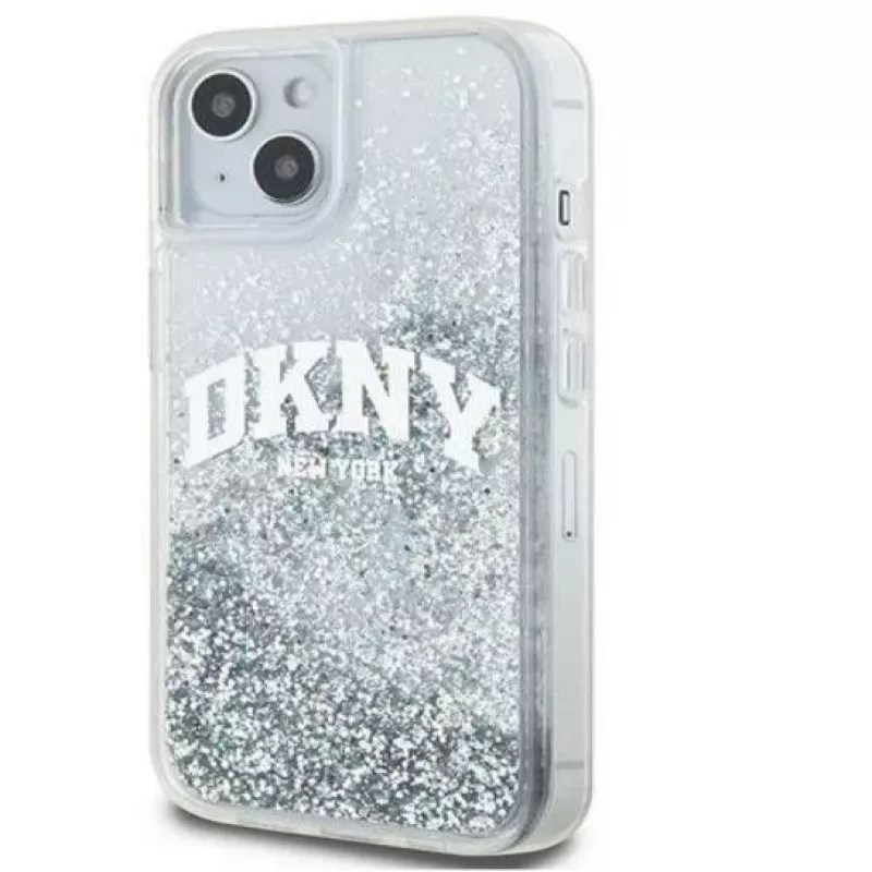 DKNY Apple iPhone 15 Cietais vāciņš Liquid Glitter Big Logo Melns