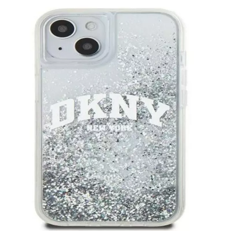 DKNY Apple iPhone 15 Cietais vāciņš Liquid Glitter Big Logo Melns
