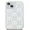 DKNY Apple iPhone 15 cietais maciņš Liquid Glitter Multilogo Balts