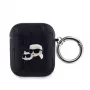 Karl Lagerfeld PU reljefs Karla un Šupetes galvu maciņš AirPods 1/2 melns