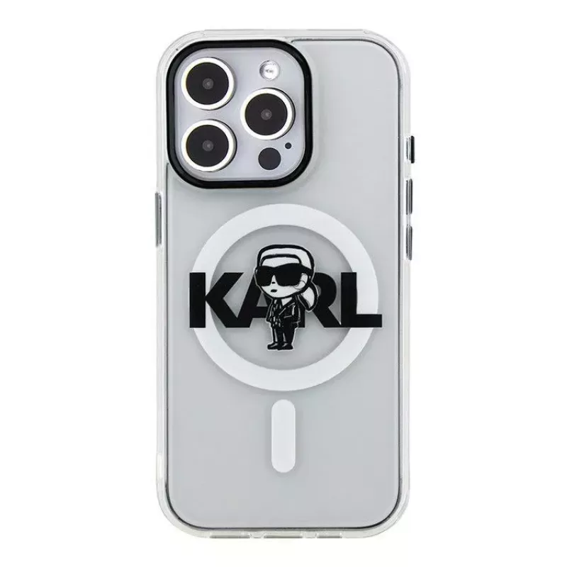 Karl Lagerfeld Apple iPhone 15 Pro Max Silikona Maciņš ar MagSafe IML KL Sketch Logo Caurspīdīgs