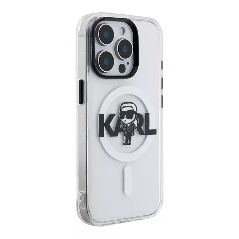 Karl Lagerfeld Apple iPhone 15 Pro Max Silikona Maciņš ar MagSafe IML KL Sketch Logo Caurspīdīgs