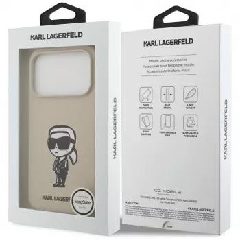 Karl Lagerfeld Apple iPhone 17 Pro Silikona Maciņš ar MagSafe - Brūns (KL Sketch & Logo)