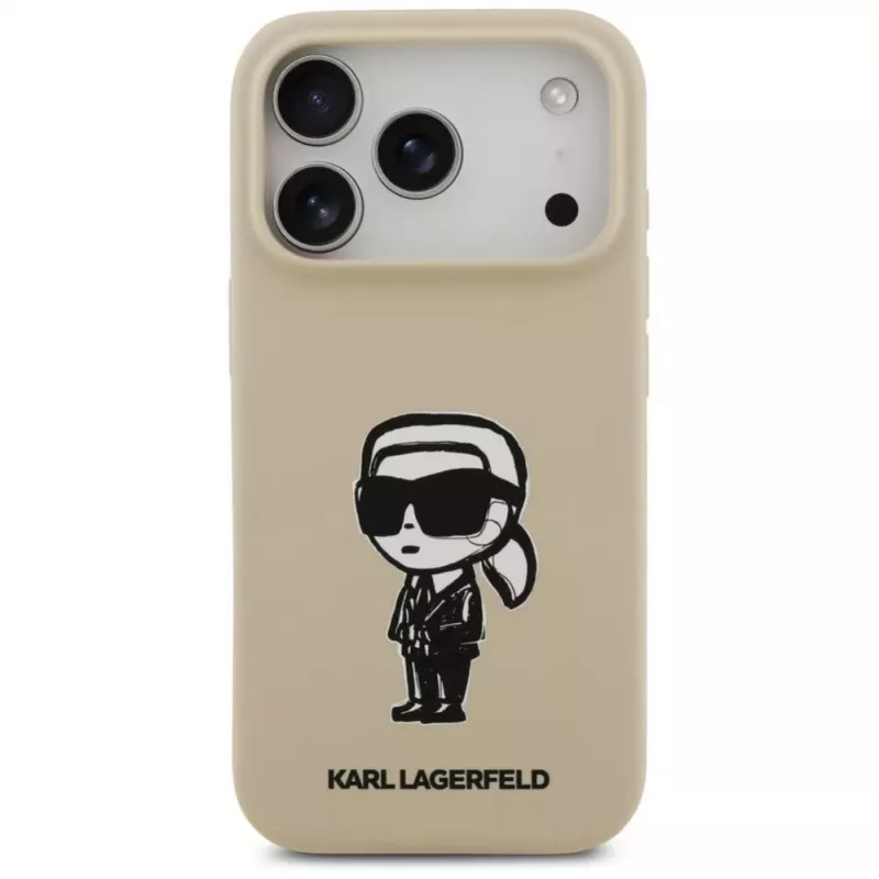 Karl Lagerfeld Apple iPhone 17 Pro Silikona Maciņš ar MagSafe - Brūns (KL Sketch & Logo)