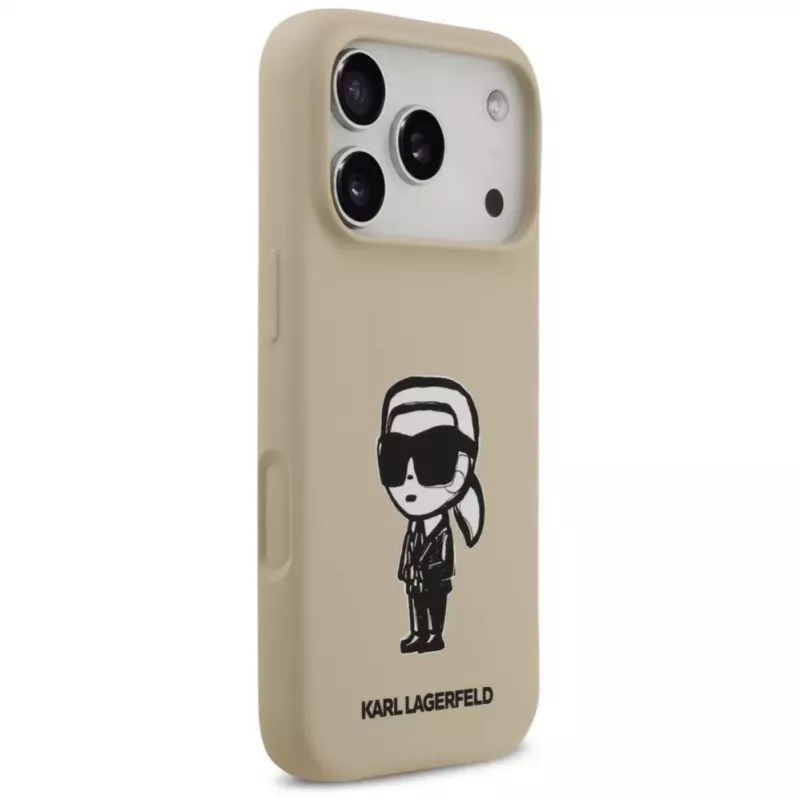 Karl Lagerfeld Apple iPhone 17 Pro Silikona Maciņš ar MagSafe - Brūns (KL Sketch & Logo)