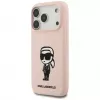 Karl Lagerfeld silikona maciņš iPhone 17 Pro ar MagSafe, KL Sketch & Logo, rozā