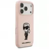 Karl Lagerfeld silikona maciņš iPhone 17 Pro ar MagSafe, KL Sketch & Logo, rozā
