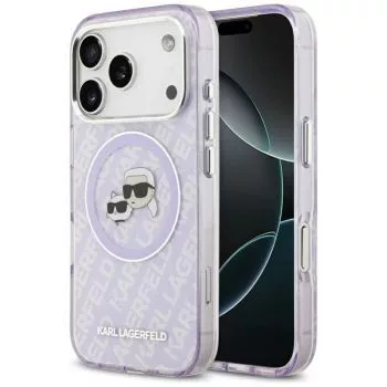 Karl Lagerfeld Apple iPhone 17 Pro silikona maciņš ar MagSafe K&C Heads Logo violetā krāsā