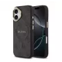 Guess Apple iPhone 17 PU Ādas 4G Zelta Rāmis MagSafe Maciņš Melns