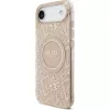 Guess Apple iPhone 17 Air Silikona Maciņš ar MagSafe Flowers Allover un Pērļu Siksniņu Rozā