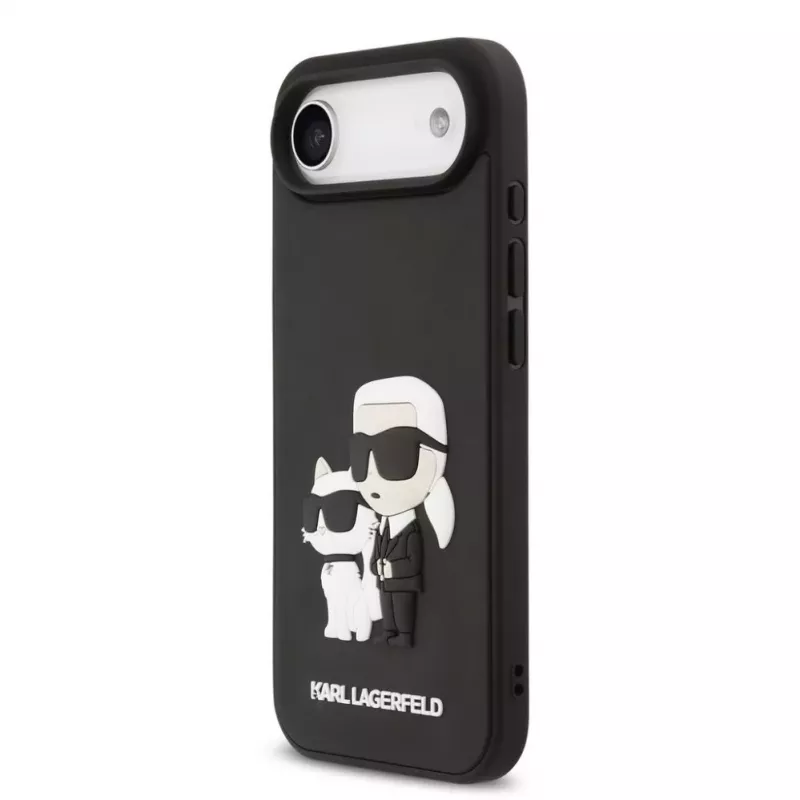 Karl Lagerfeld Apple iPhone 13 Pro 3D Gumijas Karl and Choupette Maciņš Melns