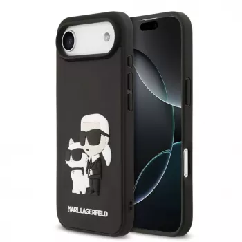 Karl Lagerfeld Apple iPhone 13 Pro 3D Gumijas Karl and Choupette Maciņš Melns