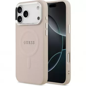 Guess Apple iPhone 17 Pro Max Silikona Maciņš ar MagSafe Classic Logo Rozā