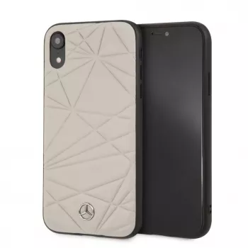 Mercedes-Benz Apple iPhone XR Twister Īstas ādas cietais maciņš Pelēks