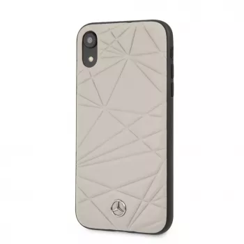 Mercedes-Benz Apple iPhone XR Twister Īstas ādas cietais maciņš Pelēks