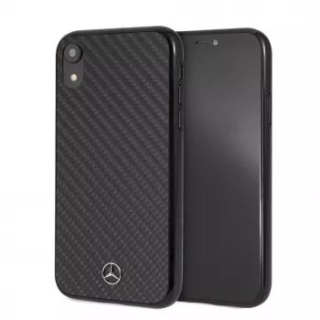 Mercedes-Benz Apple iPhone XR cietais maciņš no īstas oglekļa šķiedras, melns