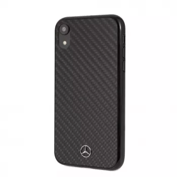 Mercedes-Benz Apple iPhone XR cietais maciņš no īstas oglekļa šķiedras, melns