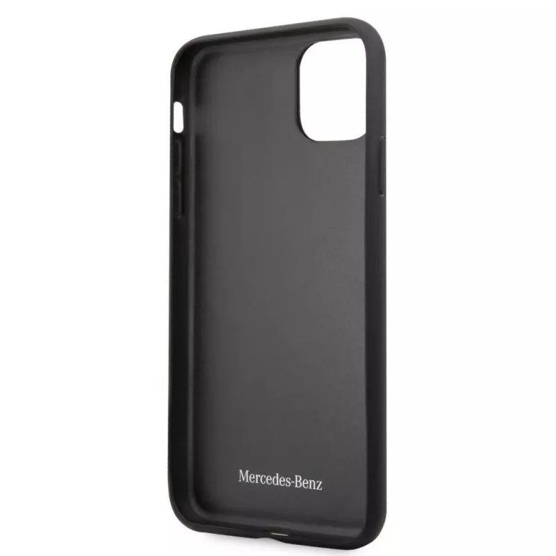 Mercedes-Benz Apple iPhone 11 Pro Max Ādas Cietais Vāciņš Perforēts Melns