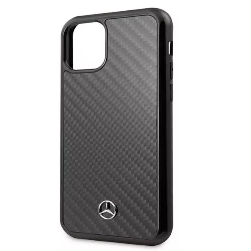 Mercedes-Benz Apple iPhone 11 Pro Max cietais maciņš āda oglekļa šķiedra melns