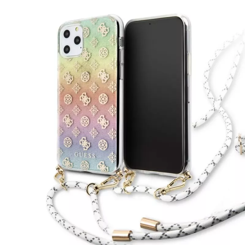 Guess Apple iPhone 11 Pro Iridescent HC Cord Peony Electroplated Multi Color Protective Case