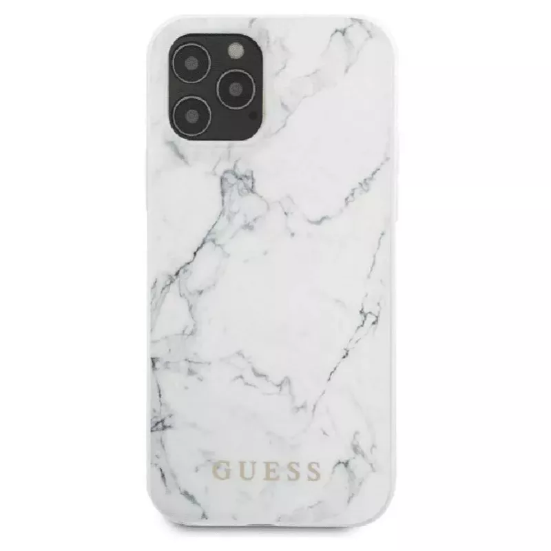 Guess Apple iPhone 12/12 Pro PC/TPU Marble Cover White