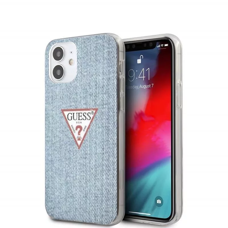 Guess Apple iPhone 12 mini 5.4 inch PC/TPU Denim Triangle Cover Light Blue