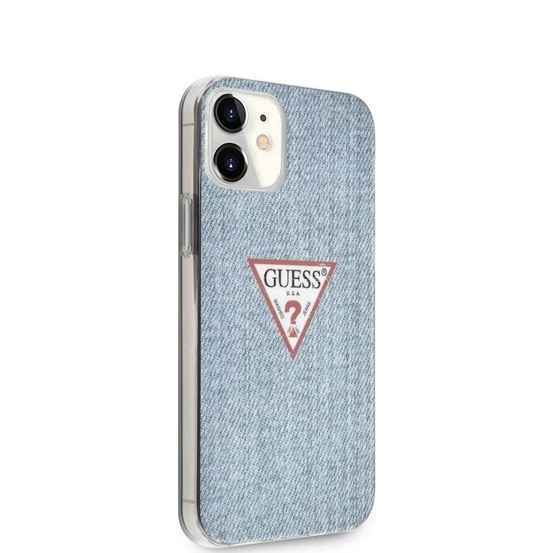 Guess Apple iPhone 12 mini 5.4 inch PC/TPU Denim Triangle Cover Light Blue