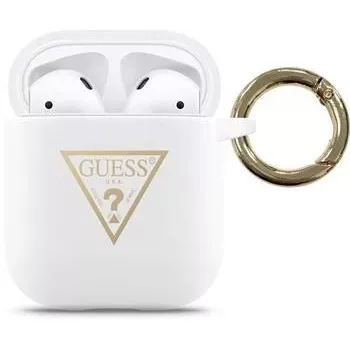 Guess Apple AirPods Triangle Silicone Case White