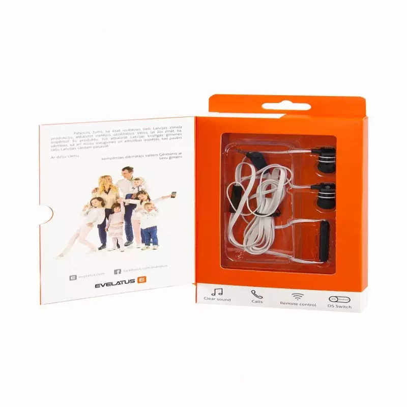 Evelatus Universal Hands Free EEP01 ar Mikrofonu Melns