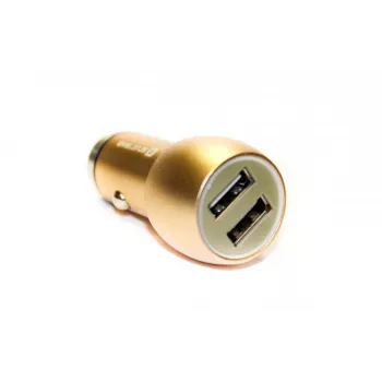 Evelatus ECC01 GOLD Auto lādētājs 2 USB porti 3.1A ar nerūsējošā tērauda glābšanas instrumentu Zelts
