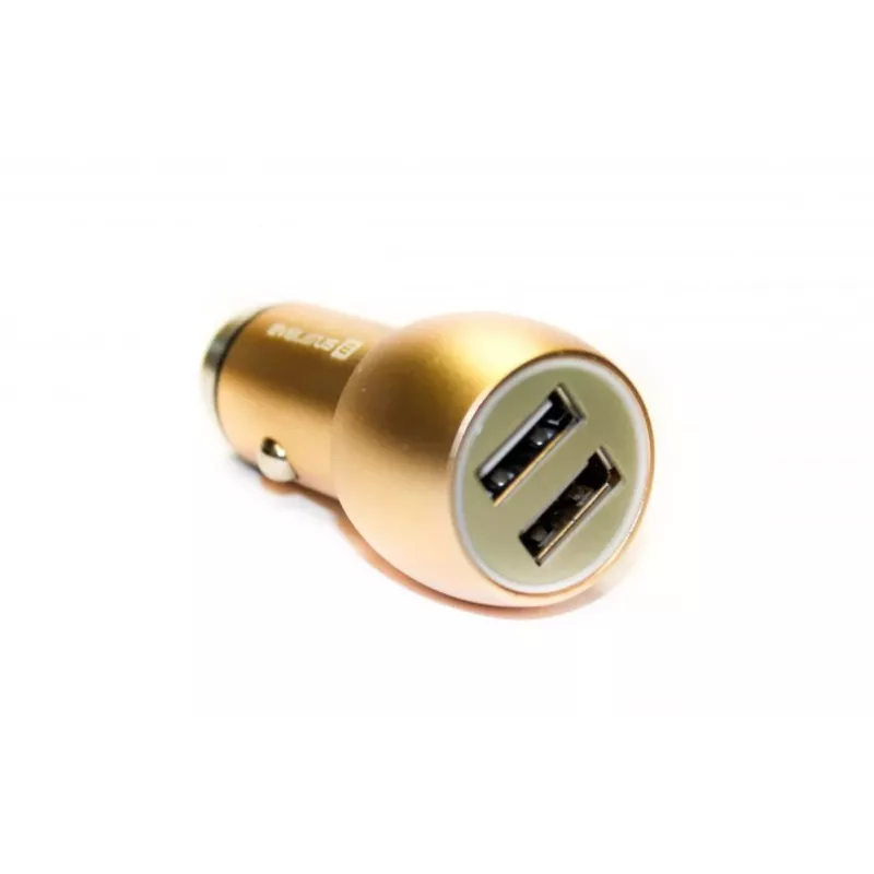 Evelatus ECC01 GOLD Auto lādētājs 2 USB porti 3.1A ar nerūsējošā tērauda glābšanas instrumentu Zelts