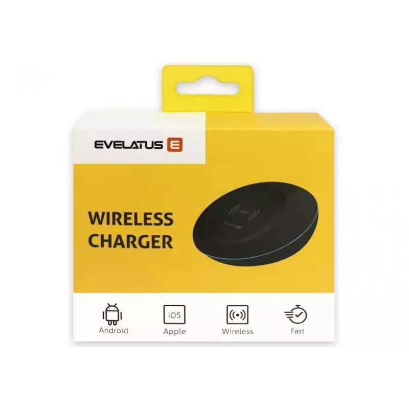 EVELATUS EWC01 bezvadu lādētājs balts - Qi 10W ātrās uzlādes paliktnis ar Micro-USB kabeli