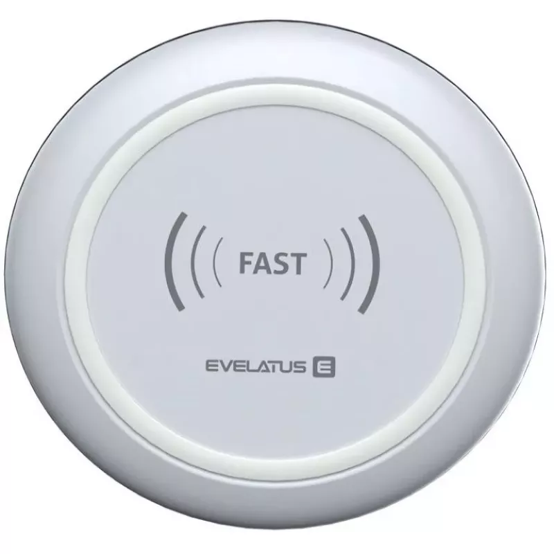 EVELATUS EWC01 bezvadu lādētājs balts - Qi 10W ātrās uzlādes paliktnis ar Micro-USB kabeli