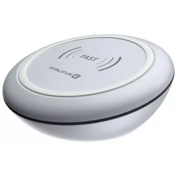 EVELATUS EWC01 bezvadu lādētājs balts - Qi 10W ātrās uzlādes paliktnis ar Micro-USB kabeli