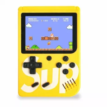 GameBox R1 8 bitu pārnēsājama retro spēļu konsole ar 400 spēlēm, 3 collu LCD, TV RCA kabeli, dzeltena