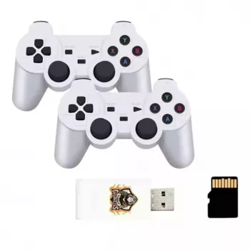 GameBox HY00 64bit Retro 20K Game 4K HDMI Stick Console / Android Box ar 2x bezvadu kontrolleriem Balts