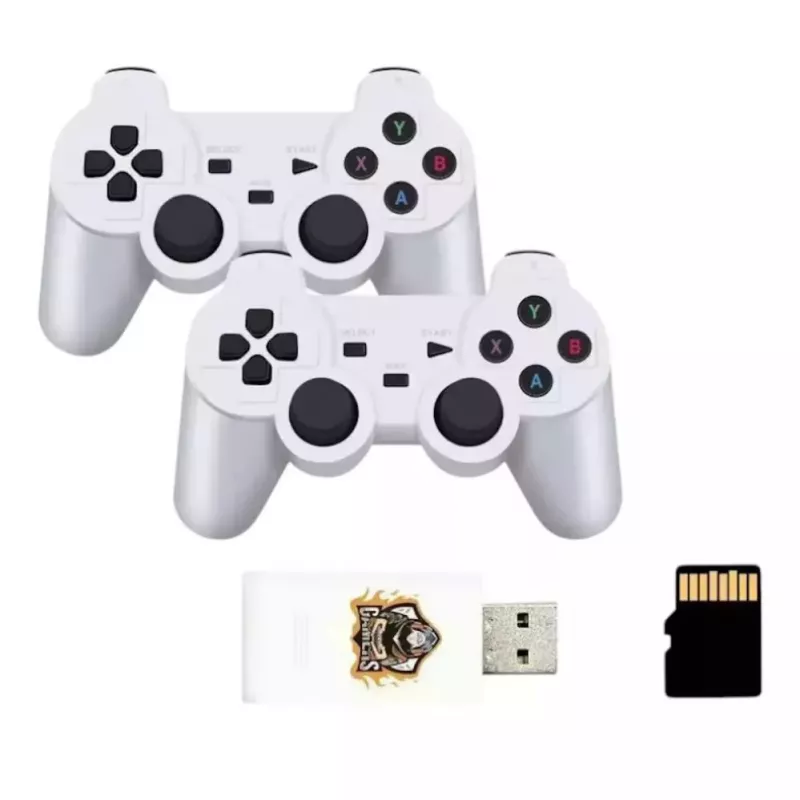 GameBox HY00 64bit Retro 20K Game 4K HDMI Stick Console / Android Box ar 2x bezvadu kontrolleriem Balts