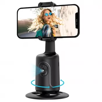iWear P01 Auto Face 360° Tracking Selfie Stick Tripod ar Viedtālruņa Fiksāciju Melns