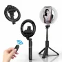 Elight L07 Professional Selfie Stick (max 90cm) ar gredzenveida LED gaismu, statīvu, Bluetooth slēdzi