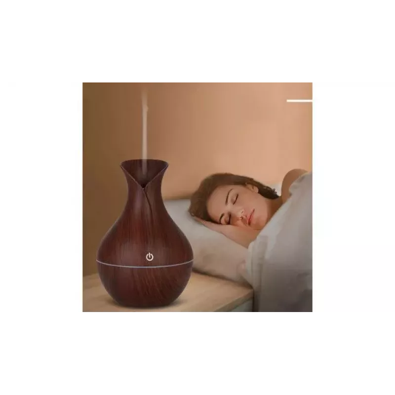 IVY D2 3-in-1 Aromas Difuzors - Mitrinātājs - 1.5W Nakts Atmosfēras USB Lampa 11cm / 300ml Tumšs Koks