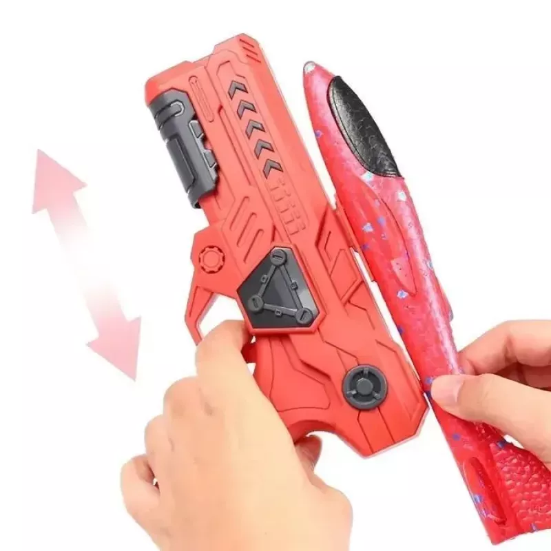 Kiddyz Styrofoam Airplane Gun Launcher ar Planieri - Izturīga, Vieglas Rotaļlieta