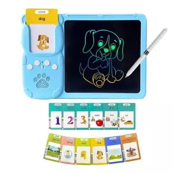 Kiddyz Learning Pad ar 112 runājošām zibatmiņas kartēm un 8,5 collu LCD rakstīšanas planšeti, USB uzlādējama izglītojoša rotaļlieta bērniem vecumā no 3 līdz 8 gadiem
